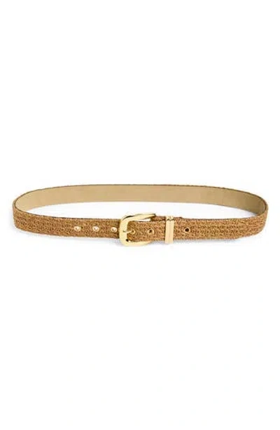 Steve Madden Faux Straw Woven Belt In Brown