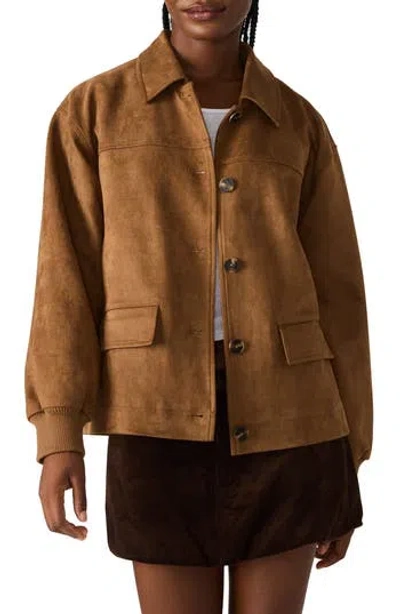Steve Madden Faux Suede Jacket In Brown