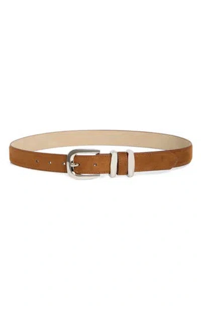 Steve Madden Faux Suede Keeper Belt In Brown