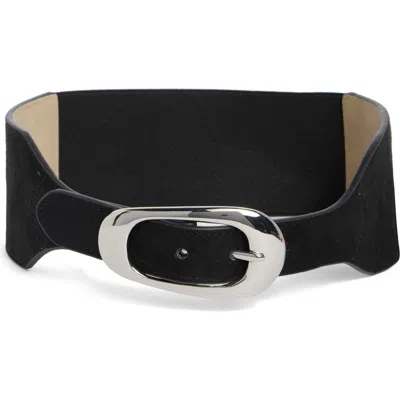 Steve Madden Faux Suede Stretch Belt In Black