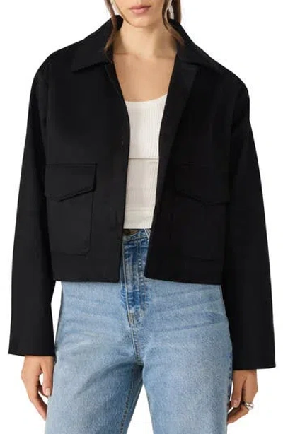 Steve Madden Faux Suede Trucker Jacket In Black