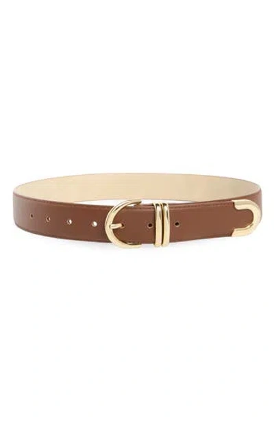Steve Madden Feathered Edge Faux Leather Belt In Brown