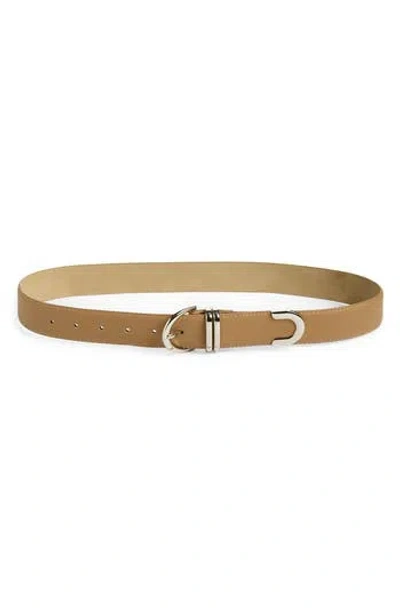 Steve Madden Feathered Edge Faux Leather Belt In Brown