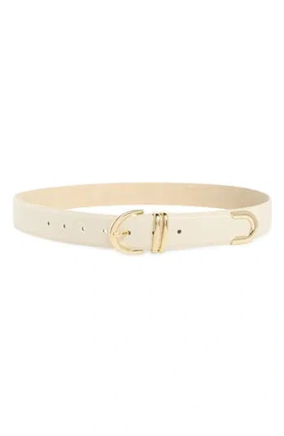Steve Madden Feathered Edge Faux Leather Belt In Neutral