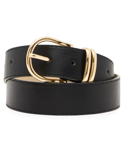 Steve Madden Feathered Edge Stitched Pant Belt In Black
