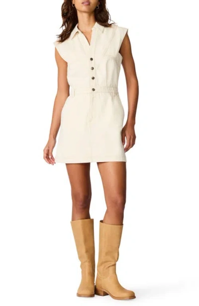 Steve Madden Felicite Cotton Denim Mini Shirtdress In White