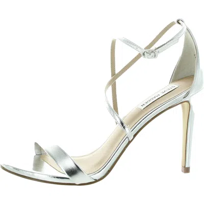 Steve Madden Feliz Womens Patent Ankle Strap Heels In Silver