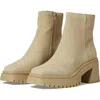 Steve Madden Fella Boots Womens Us 8.5 Sand Suede Square Toe Ankle Bootie Khd701
