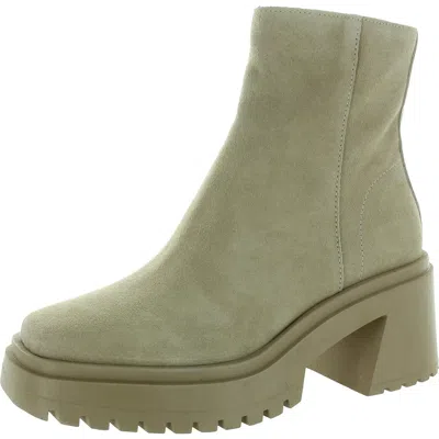 Steve Madden Fella Womens Leather Lug Sole Ankle Boots In Beige