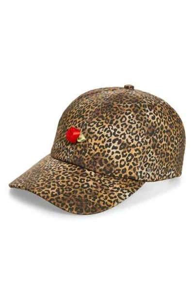 Steve Madden Final Rose Leopard Baseball Cap In Brown