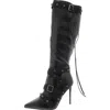 Steve Madden Fink Womens Faux Leather Embellished Knee-high Boots In Black