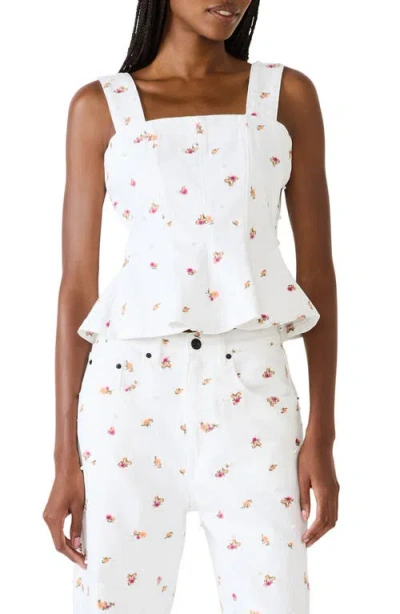 Steve Madden Fiorella Ditsy Floral Embellished Peplum Top In Multi