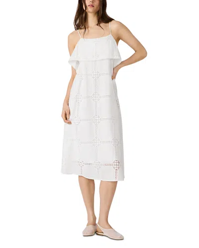 Steve Madden Flavia Lace Trim Midi Dress In White