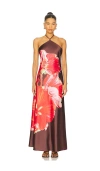 Steve Madden Floral Satin Halter Maxi Dress In Multi