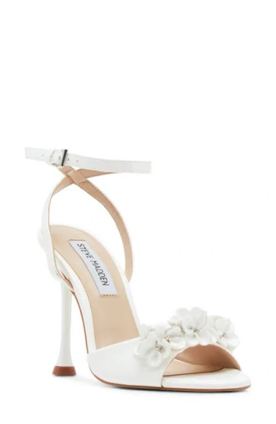 Steve Madden Women's Floral Two-piece Stiletto Dress Sandals In White Patent