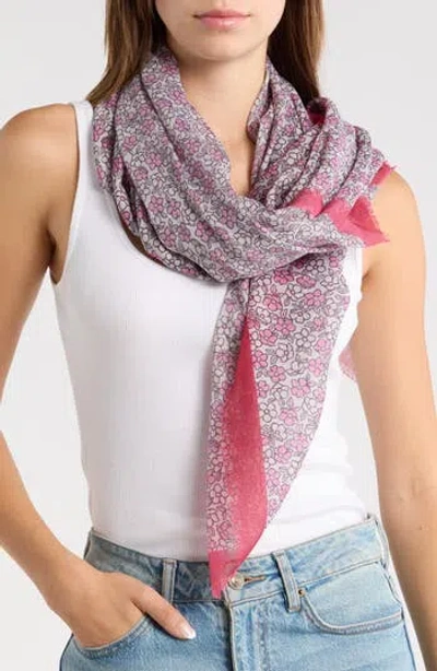 Steve Madden Floral Gauzy Scarf In Pink