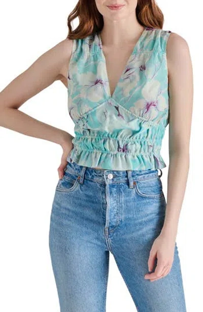 Steve Madden Floral Print V-neck Sleeveless Ruched Top