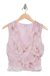 Steve Madden Floral Print V-neck Sleeveless Ruched Top
