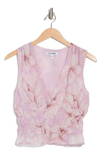 Steve Madden Floral Print V-neck Sleeveless Ruched Top