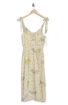 Steve Madden Floral Ruffle Chiffon Midi Dress In Yellow Multi