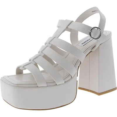 Steve Madden Follower Womens Buckle Faux Leather Platform Sandals In Beige