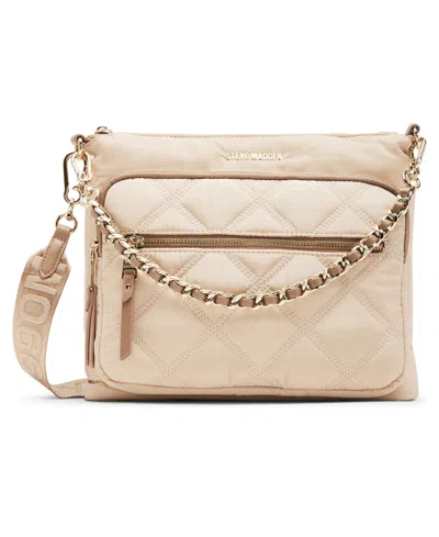Steve Madden Forrest Nylon Quilted North South Crossbody In Sand