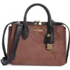 Steve Madden Foster Mixed Media Satchel In Brown