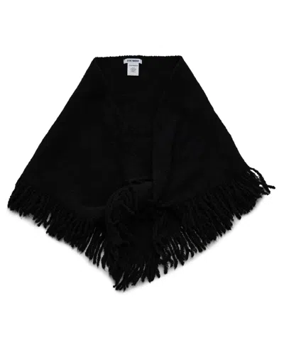 Steve Madden Fringe Marled Triangle Scarf In Black