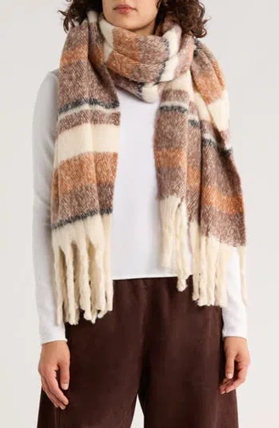 Steve Madden Fringe Trim Stripe Scarf