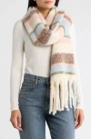 Steve Madden Fringe Trim Stripe Scarf
