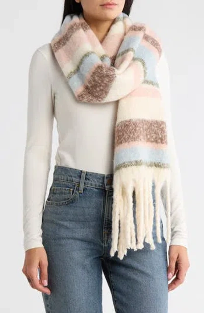 Steve Madden Fringe Trim Stripe Scarf