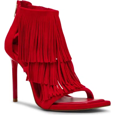 Steve Madden Fringzy Stiletto Sandal In Red Suede