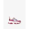 Steve Madden Fushia Cmb Kids' Jprivy Panelled Rhinestone Low-top Woven Trainers Eur 32 / 13 Uk In Fushia Cmb