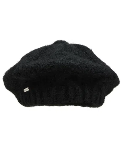 Steve Madden Fuzzy Chunky Cable Beret In Black