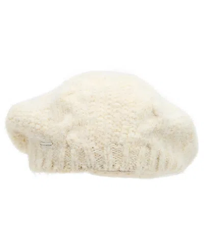 Steve Madden Fuzzy Chunky Cable Beret In Off White