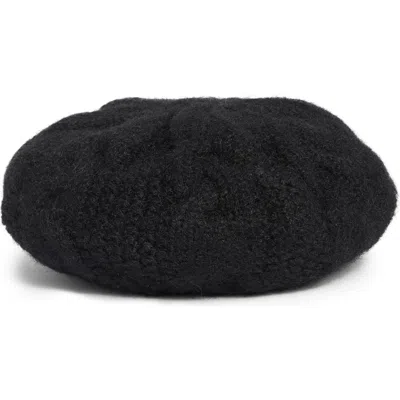 Steve Madden Fuzzy Chunky Cable Knit Beanie In Black