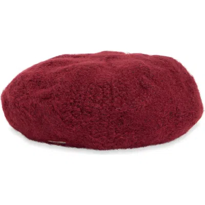Steve Madden Fuzzy Chunky Cable Knit Beanie In Bordeaux