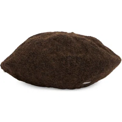 Steve Madden Fuzzy Chunky Cable Knit Beanie In Dark Brown