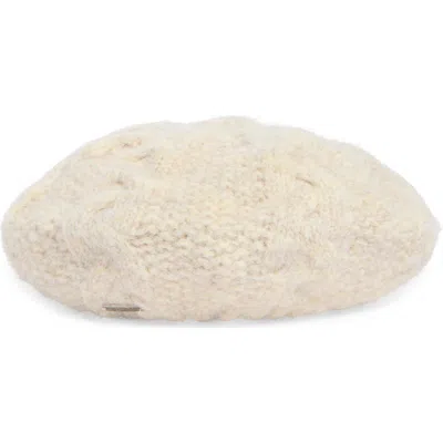 Steve Madden Fuzzy Chunky Cable Knit Beanie In Off White