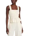 Steve Madden Gabrielle Shirred Peplum Tank In Ivory