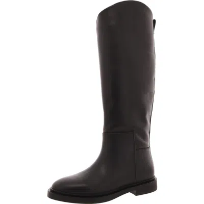 Steve Madden Gaige Womens Laceless Leather Knee-high Boots In Black Leather
