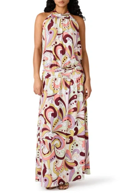 Steve Madden Gala Print Halter Maxi Dress In Multi