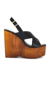 Steve Madden Galaxy Platform Wedge Sandal In 黑麻色