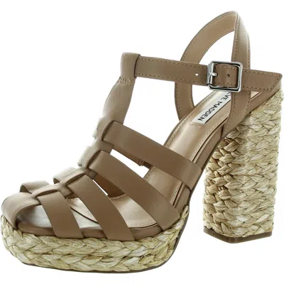 Steve Madden Gallery Womens Caged Leather Block Heel In Brown