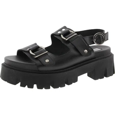 Steve Madden Garrick Womens Adjustable Leather Platform Sandals In Black