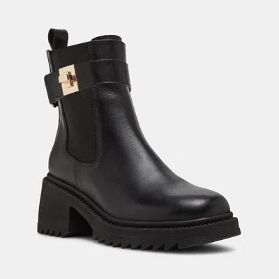 Steve Madden Gates Chelsea Women's Size 6 Black Leather Block Heel Boots Zpo1681