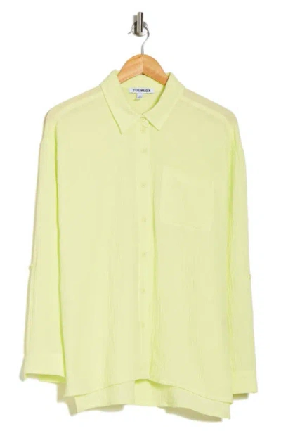 Steve Madden Gauze Button-up Shirt In Key Lime