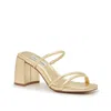 Steve Madden Gemeni Sandals Women's Gold Square Toe Block Heel Gal1591 In Gold