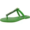 Steve Madden Gemma Womens Solid Leather T-strap Sandals In Green