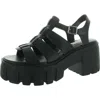 Steve Madden Georgia Womens Adjustable Faux Leather Platform Sandals In Black